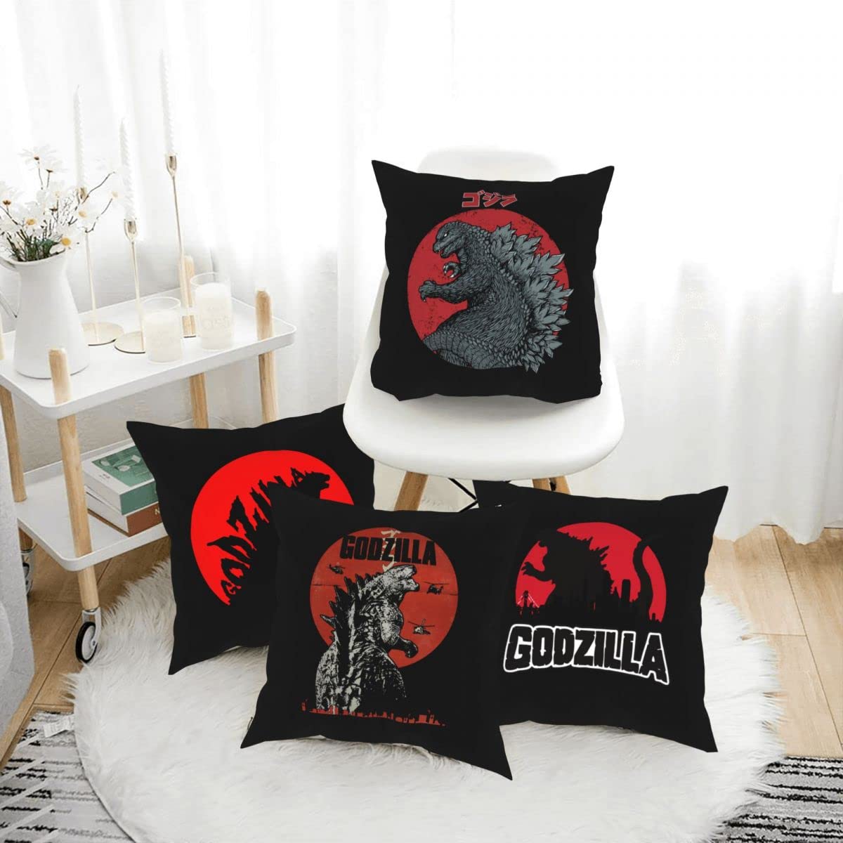Amazon.co.jp: クッションカバー 4枚セット 45×45cm ゴジラ 怪獣