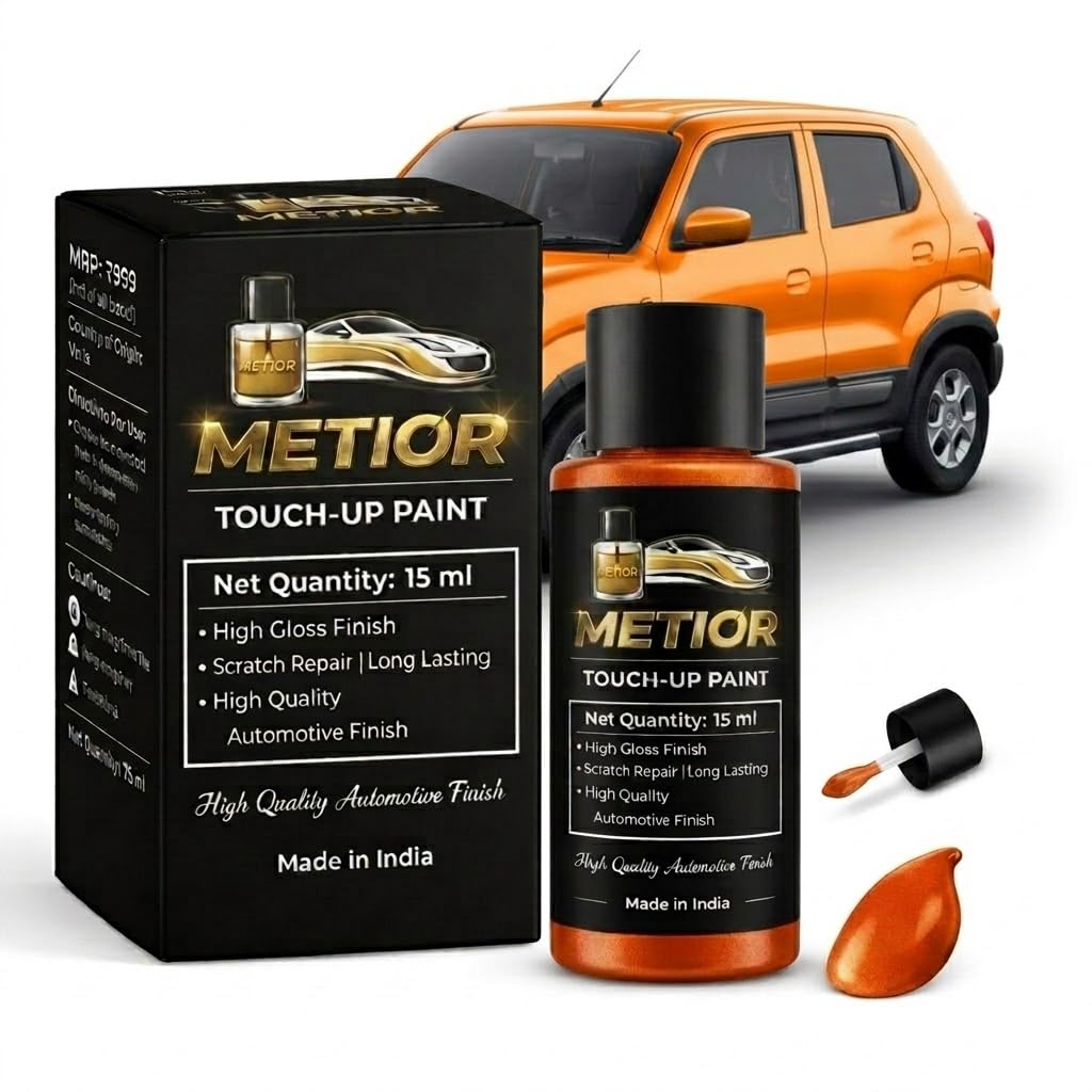 METIOR® MARUTI S-PRESSO Solid Sizzle Orange [ZZT] Touch Up Paint | Factory Color Matched 2K Finish | 2-in-1 Car Scratch Remover Pen | Repair Kit for Scratches, Chips, Nicks & Minor Surface Damage | 12ml | Solid Sizzle Orange (ZZT)-image-48