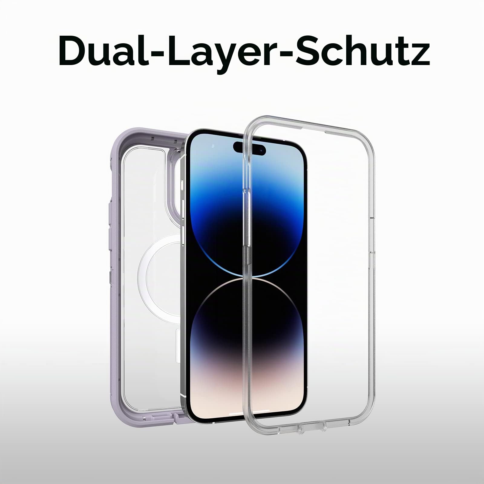 OtterBox Schutzhülle für iPhone 14 Pro (nur) Defender Series XT – Lavendelhimmel (lila/transparent), Bildschirmlos, robust, rastet an MagSafe EIN, mit Umhängeband