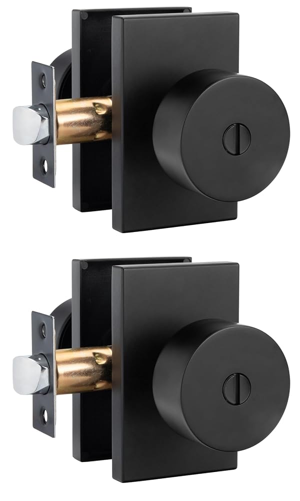 Goldenwarm Black Door Knobs Interior, Zinc Alloy Matte Black Privacy Door Knob for Bedroom Bathroom, Heavy Duty Modern Interior Door Knobs (2 Pack) by Goldenwarm - Used condition - US$28.37