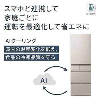 Panasonic 5ドア 冷蔵庫 NR-E507EXL-W 501L 左開き Panasonic 5ドア 冷蔵庫 NR-E507EXL-W 501L 左開き Panasonic 5