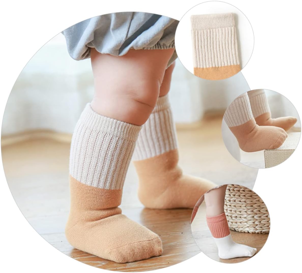 4pairs Comfortable Combed Cotton Socks Autumn Mid-tube Unisex Design for Newborns and Toddlers Years Seamless Breathable Warmth