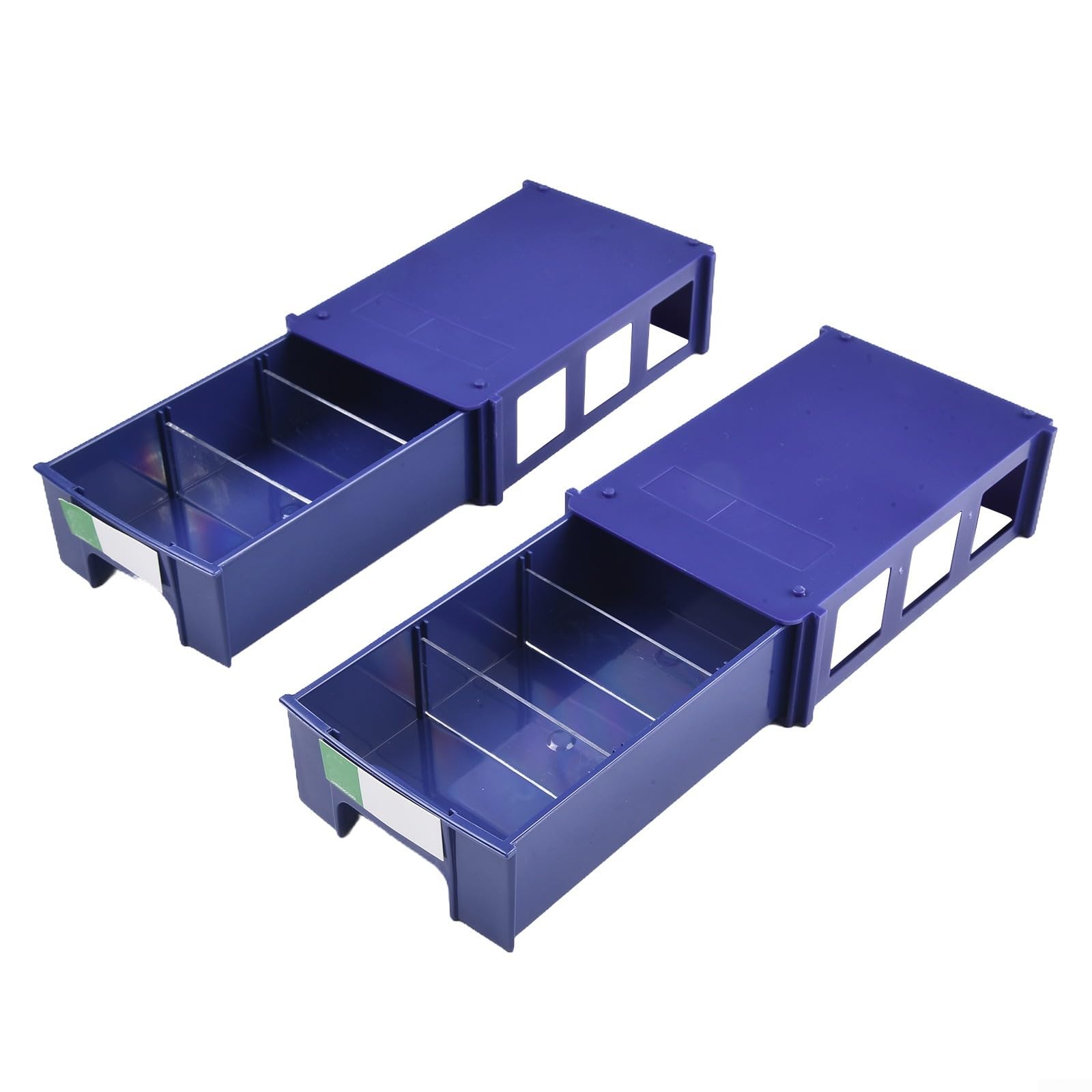 Caja De Almacenamiento Apilable De Plástico Para Tornillos, Componentes, Herramientas, Caja De Herramientas Organizadora De Piezas De Cajón Transparente (2 Unidades), Color Azul