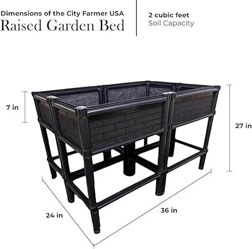 Miniatura 3 de Jardinera elevada elevada con patas de 7 pulgadas de profundidad, material no tóxico protegido contra el sol, 36 pulgadas de largo x 24 pulgadas de