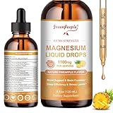 GREENPEOPLE Magnesium Glycinate Liquid Drop - 17-in-1 4Fl. Oz Triple Magnesium Complex Supplement with Glycinate 400mg & Citrate 500mg Taurate/L-Theanine for Calm Mood/Muscle/Sleep,Pineapple Flavor