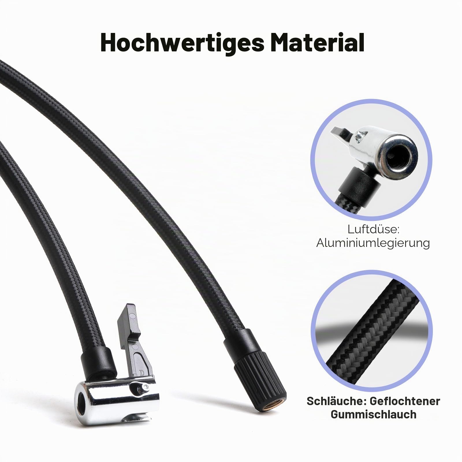 LEXIN Adapter für Französische Ventil, 40cm Luftschlauch mit Adapter für Amerikanische Ventil, 40cm Luftschlauch mit Hebelstecker Air Chuck und Ballnadel