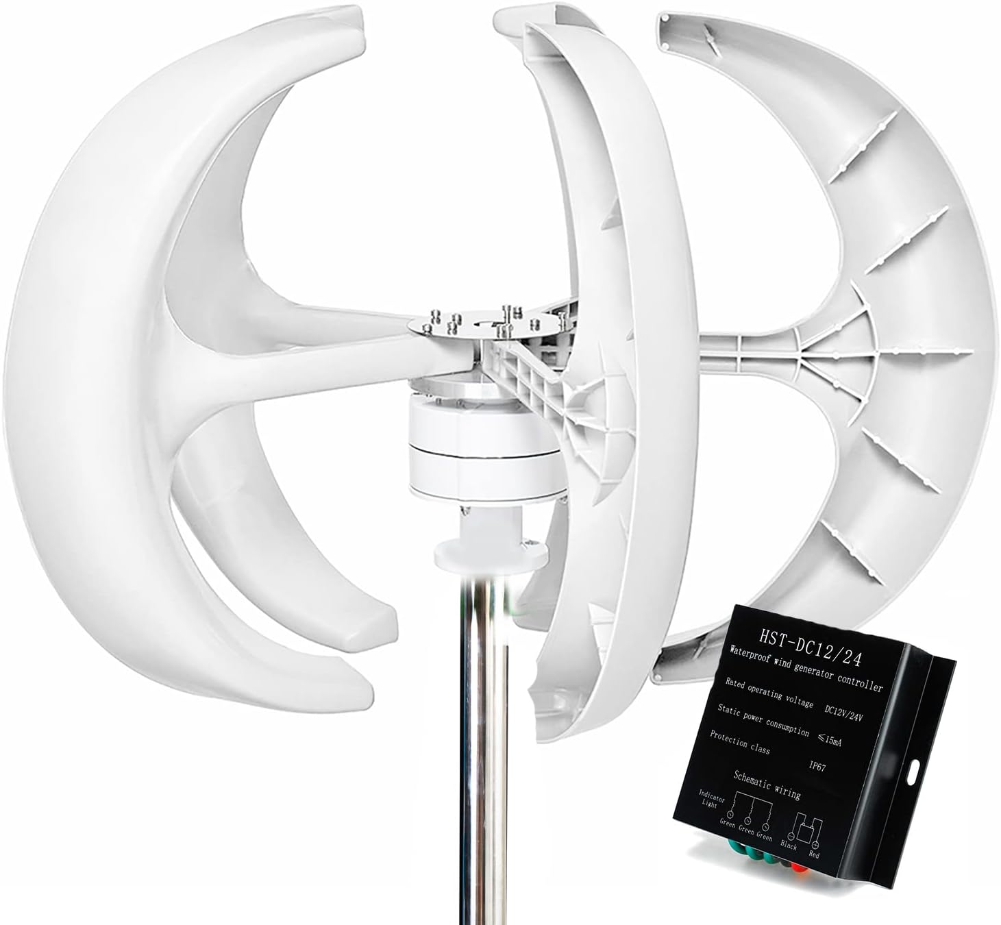 8000W Vertical Wind Turbine Generator, 12V-220V Noiseless Wind Turbine Generator with Mppt Controller for Home,220v