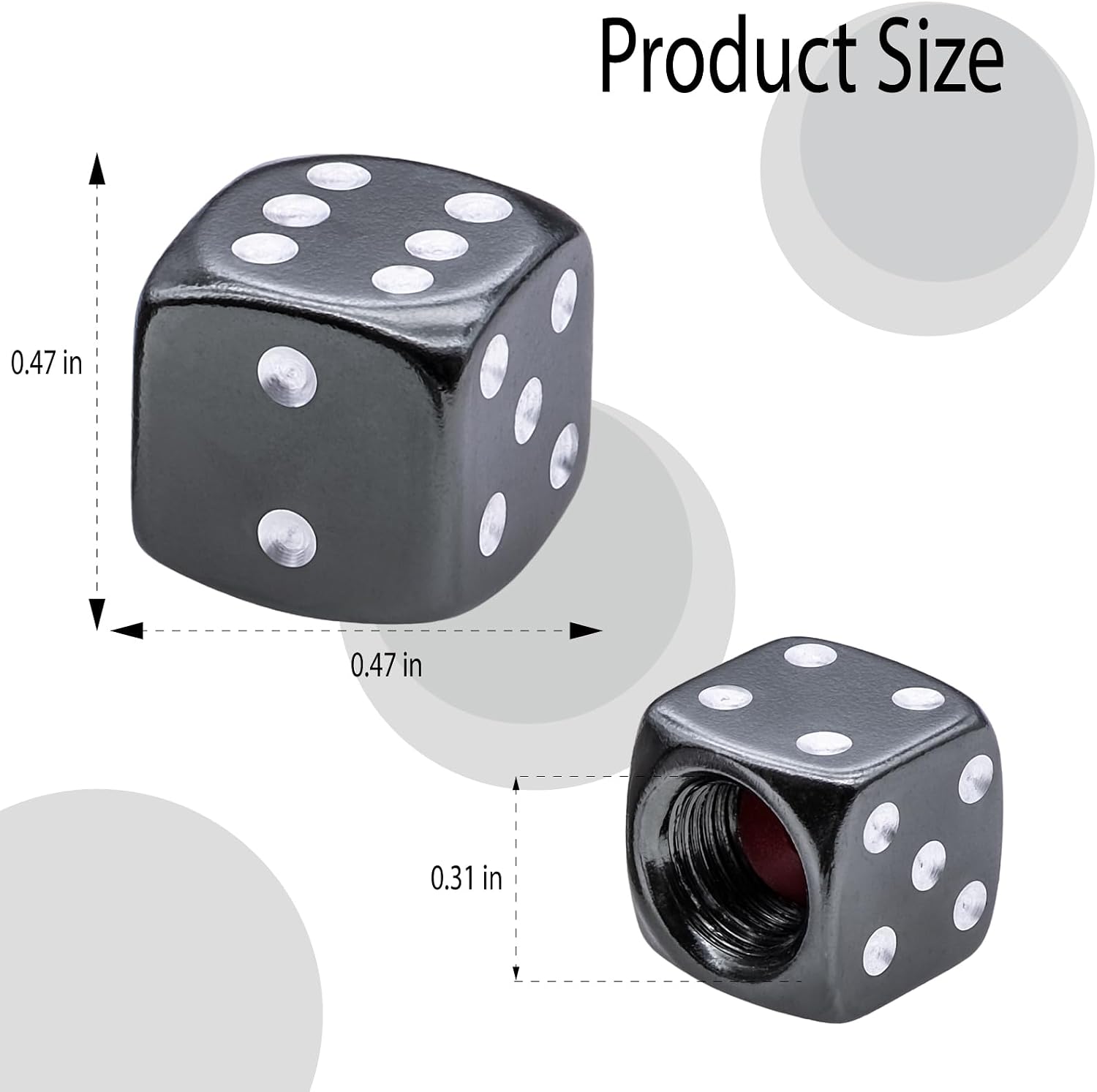 4PCS Aluminum Dice Tire Valve Stem Caps, Universal Aluminium Alloy Dustproof Tire Valve Stem Covers for Cars, SUV, Trucks, Bikes, Motorcycles, Bicycles(Gray) image 2