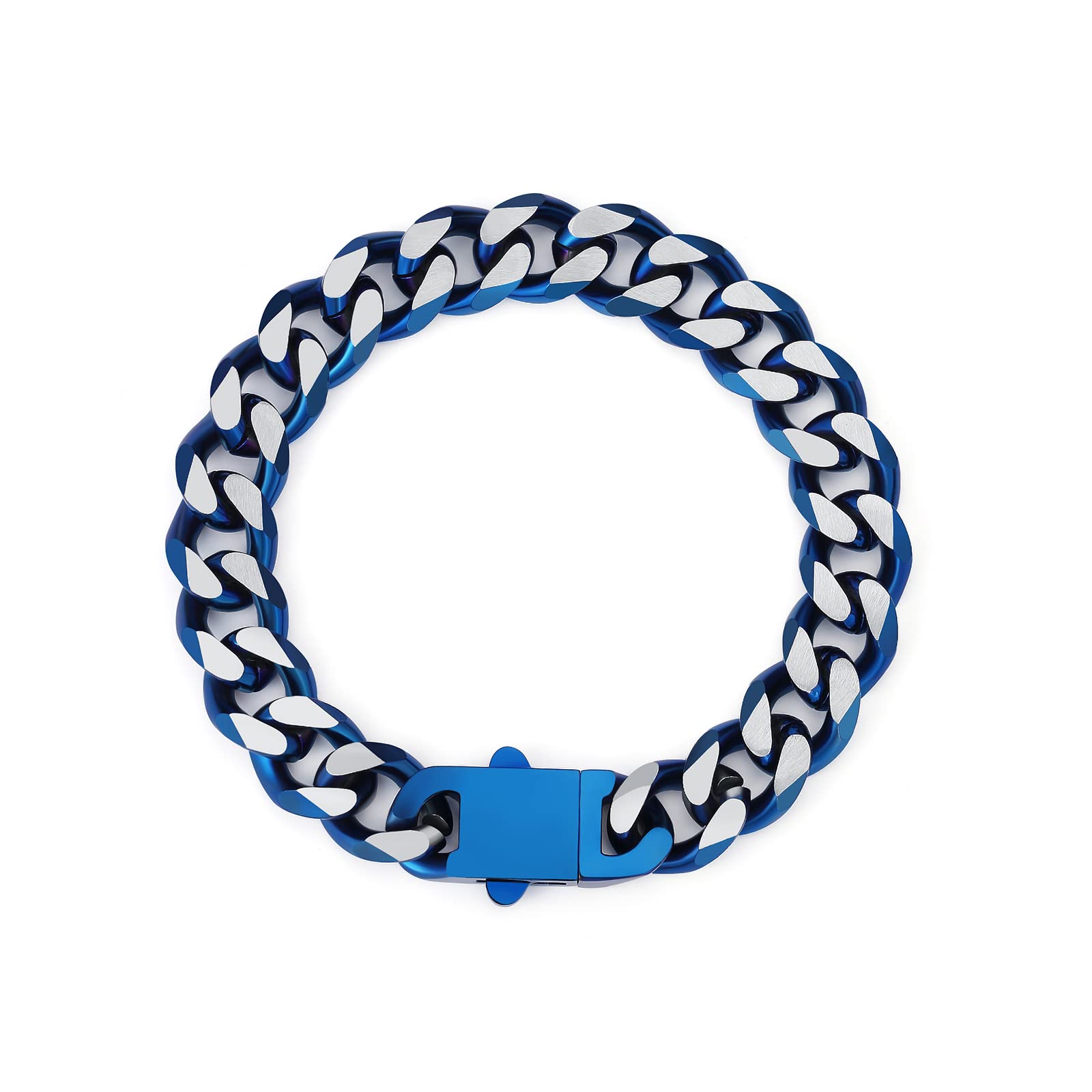 YAMIBracelets for Men, Cuban Link Chain Diamond-Cut Bracelet, Titanium Steel Mens Jewelry Cool Stuff, Gifts For Boyfriend/Husband/Father On Anniversary/Birthday 7.5/8/8.5/9 Inches, Gold/Blue/Black B0C1B4WZJB