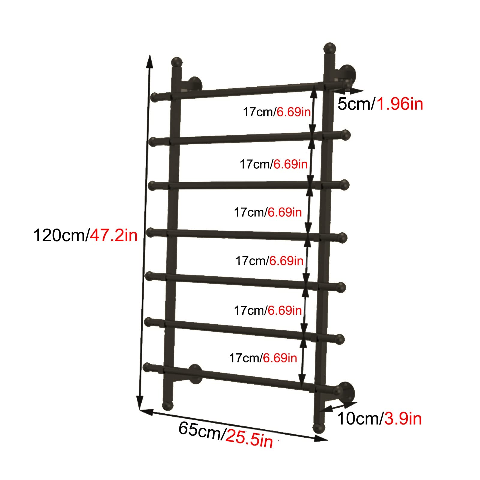 Corbatero Organizador Cinturones Percha Pañuelos Desmontable Montado en la Pared Estante Para Bufanda/cinta, Largo Metal Organizador para Papel de Regalo de Flores / Bufanda de Seda / Chal Almacenamie