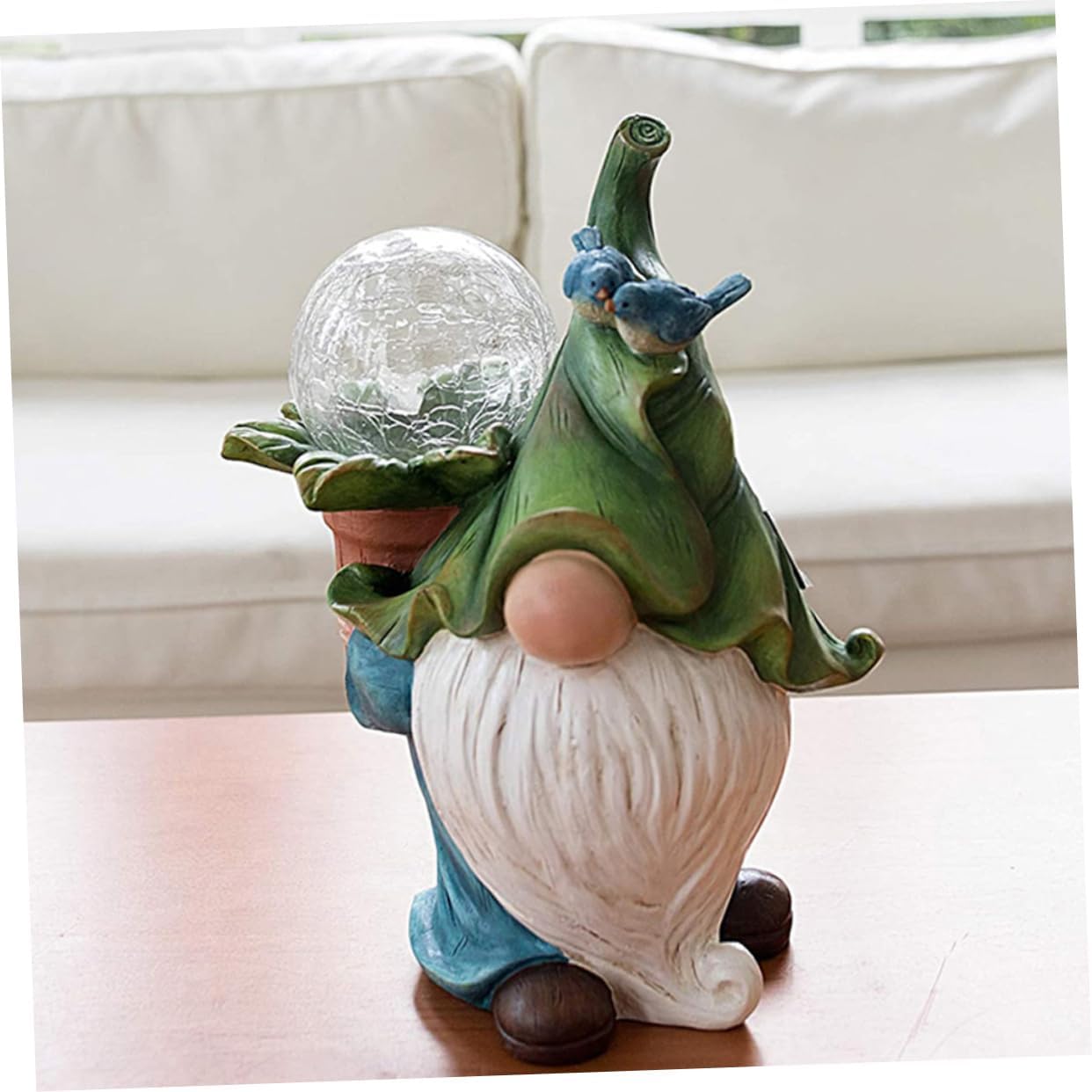 1Pc Solar Energy Resin Old Man Desktop Figurine Lamp LED Garden Decor Solar Powered Ornament for Outdoor Use Funny Atmosphere Enhancer