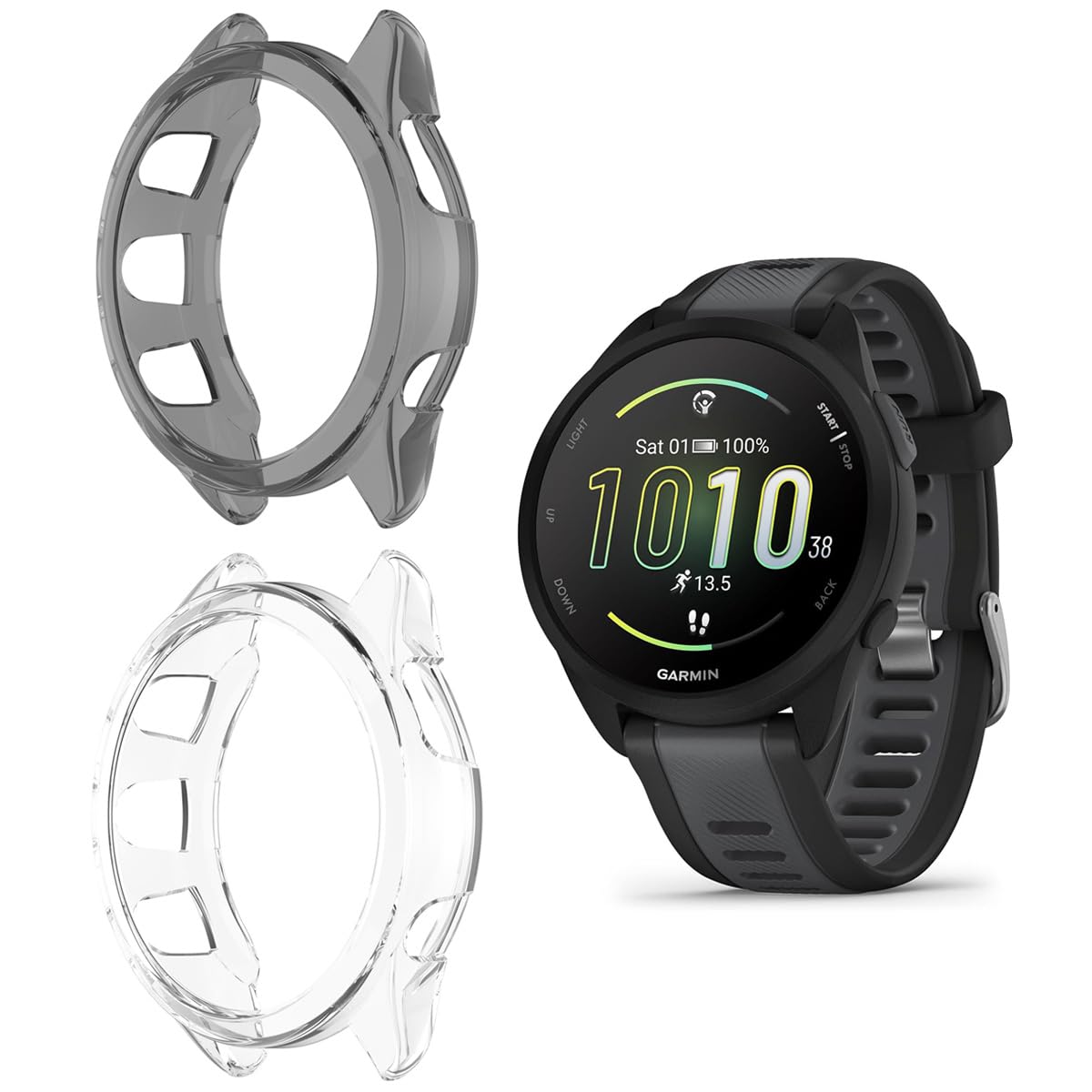 2 Coques De Protection Cadre écran Pour Garmin Forerunner 165 / 165 Music - Neuf