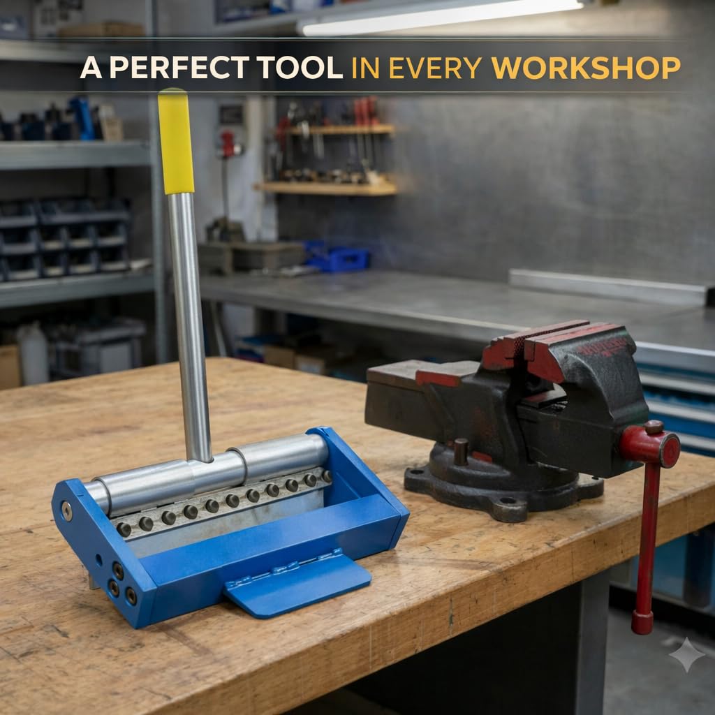 KATSU Tools Prensa manual montada a mano de 300 mm (12 pulgadas), capacidad máxima de flexión de 18 Ga/1,2 mm, acero suave, mini plegadora de chapa metálica, modelo 165125