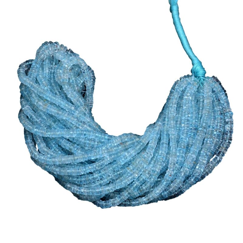 Perles Heishi en topaze bleu ciel 4-5mm pour fabriquer vos bijoux d'été faits main