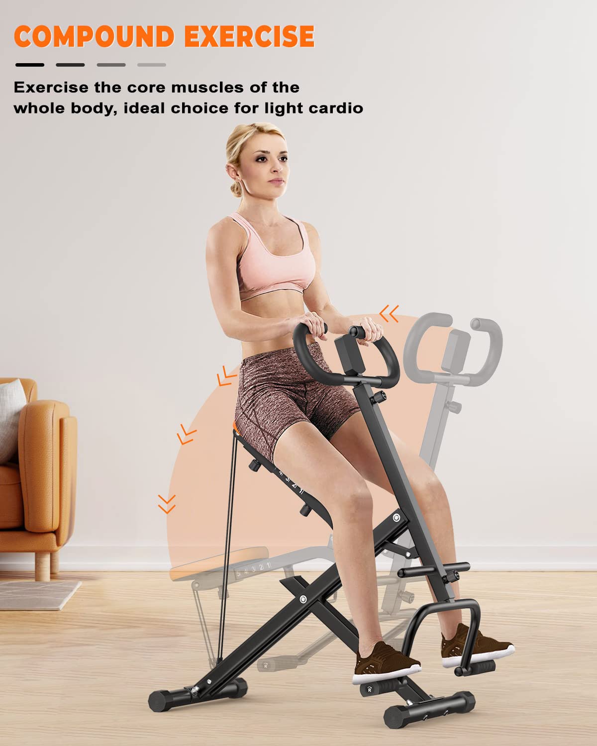 Dskeuzeew Squat Machine Faltbare Kniebeugenmaschine Heimtrainer Fitnessgeräte Kniebeugen mit Widerstandsband Bauchtrainer Fitnessgeräte Trainingsgeräte für Bauch Arme Beine Rücken Squat Max 165KG