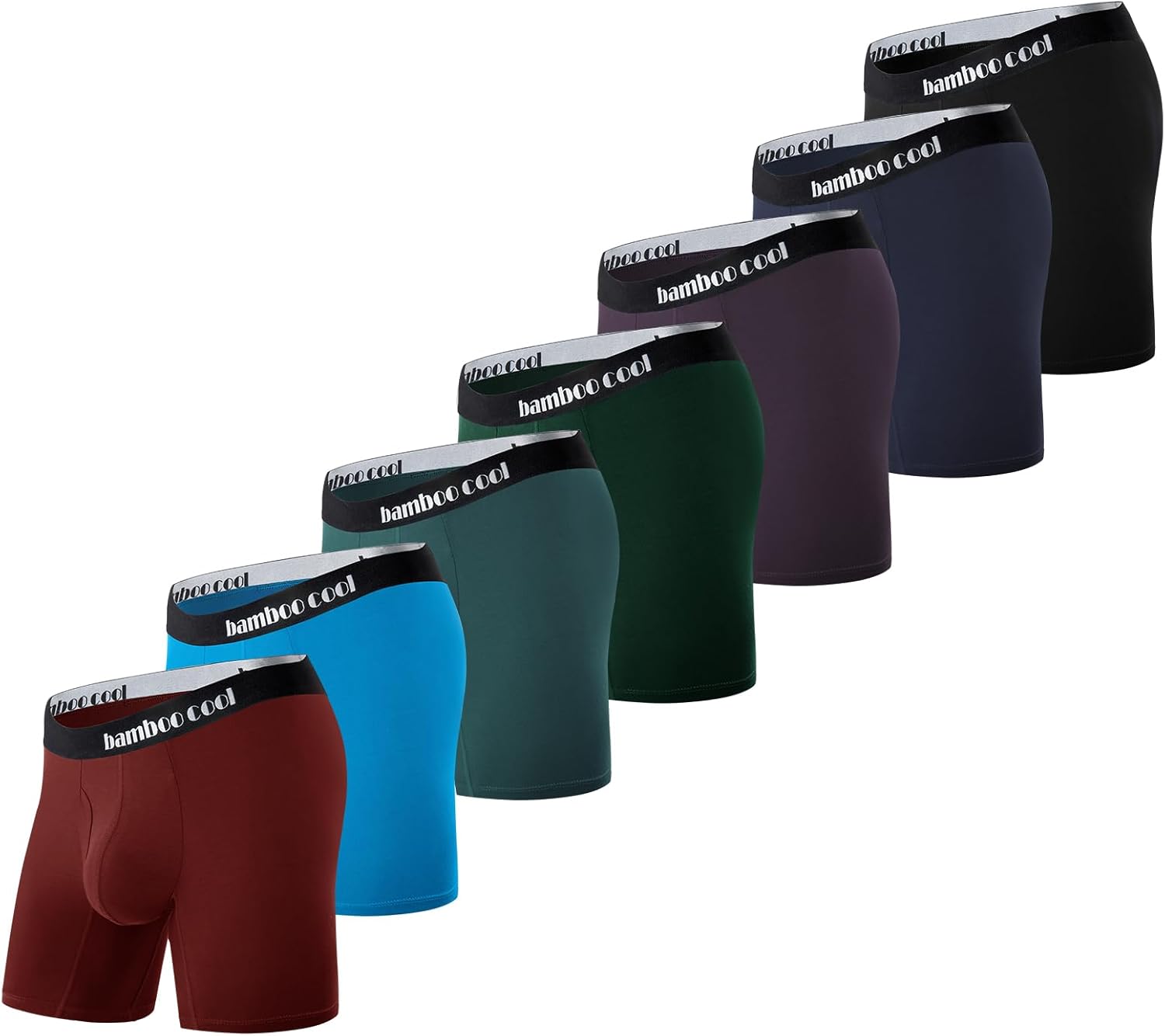 BAMBOO COOL Men’s Underwear Boxer Briefs with Fly Soft Comfortable Breathable Underwear for Men Multipack L-red,blue,green,purple,black(7-pack) X-Large