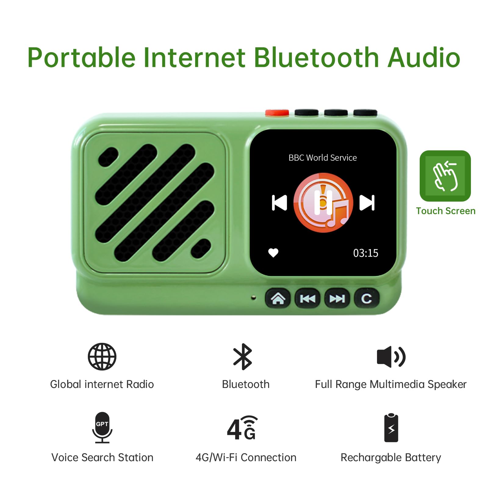 Choyong Voyager Haut-parleur Bluetooth sans fil portable avec Wi-Fi/4G, station de radio Internet, BT5.3, électronique pour la maison/les voyages/l'extérieur
