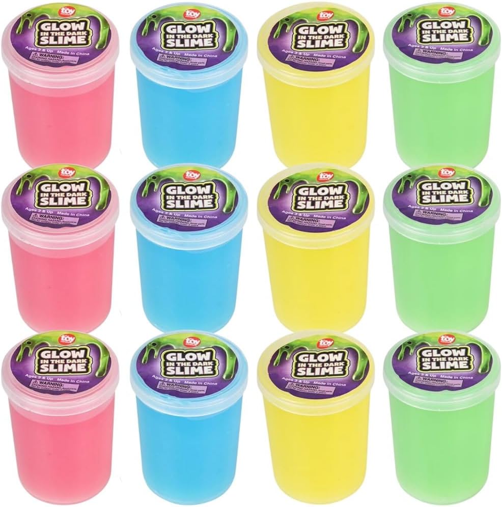 Glow Slime Party Pack - Includes 12 Glow in The Dark Slime containers - Fun Gross and Glow Party Supplies