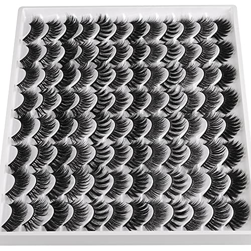 Ruairie 48 Pairs False Eyelashes Wholesale Lashes Pack 12 Styles Mixed Fluffy Volume 6D Faux Mink Lashes Natural Look Wispy False Lashes Cat Eye Fake Eyelashes Bulk