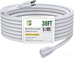 EP 15 Ft Heavy Duty Outdoor Extension Cord, 12/3 SJTW White 3-Prong | 12 AWG 3-Wire Grounded Plug | Indoor & Outdoor | Lawn, Garden & Appliance Use