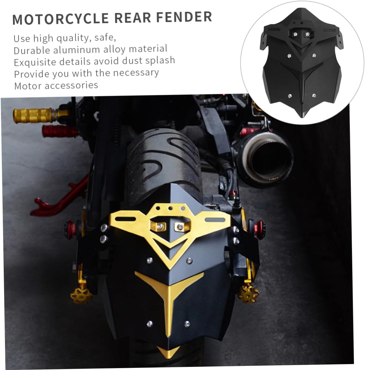 Motorcycle Rear Mudguard Durable Aluminum Alloy Splash Guard for Off-Road Use Easy Installation and Impact Resistant Design Black