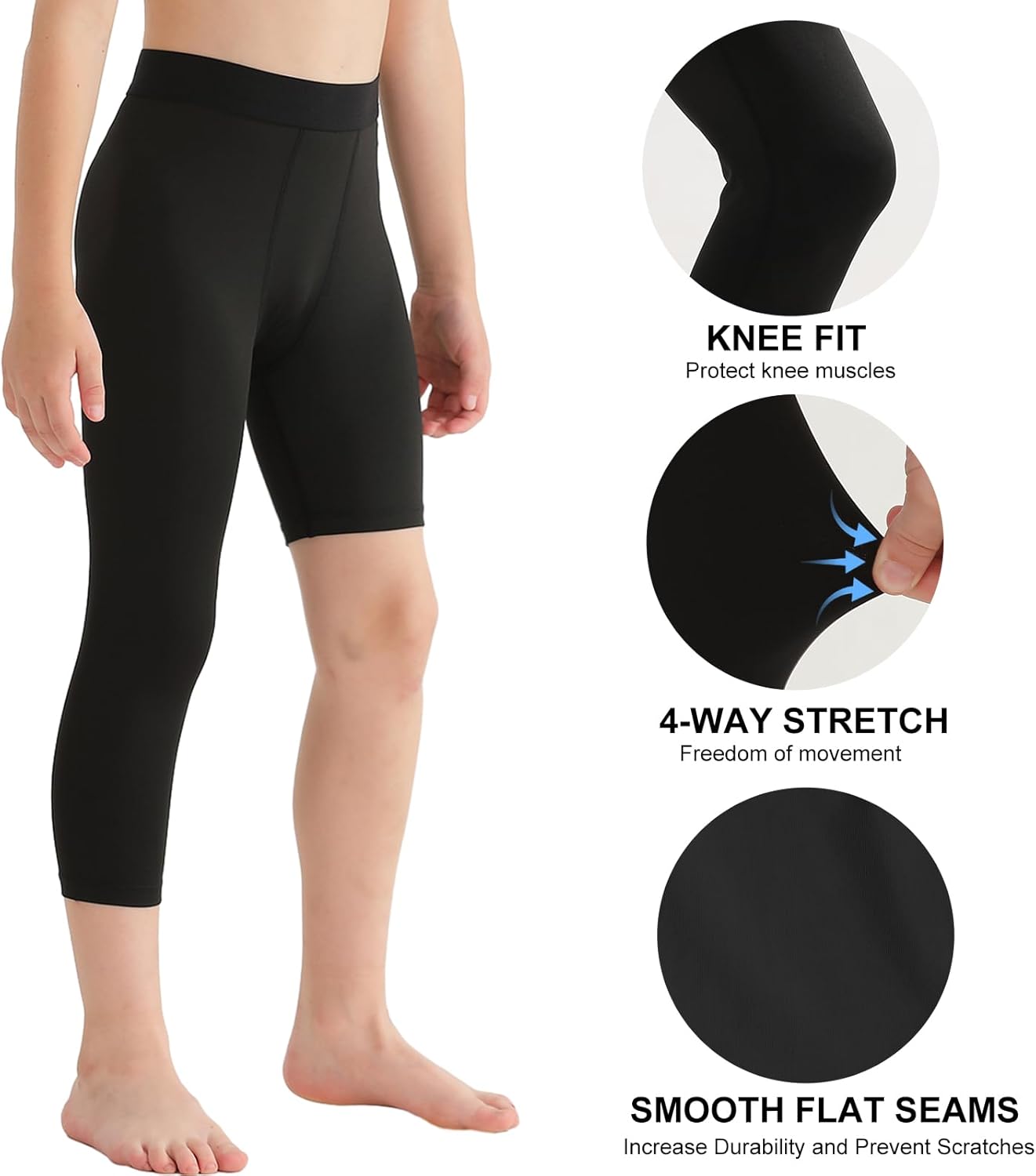 2 Pack Compression Pants Boys Youth Leggings One Leg Compression Tights for Basketball Sports Athletic Base Layer - Image 5