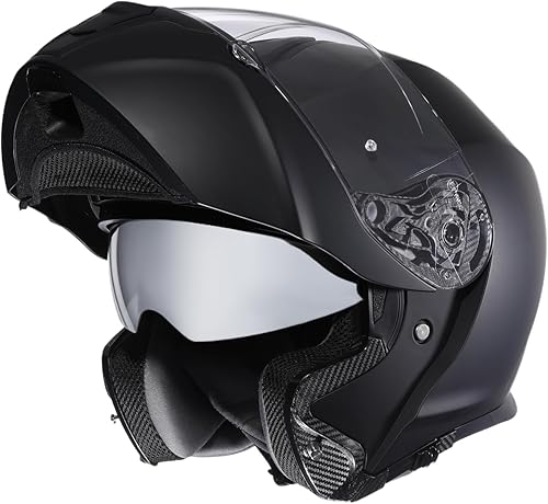 Miniatura 6 de TRIANGLE Cascos modulares de motocicleta, casco de cara completa, doble visera abatible para adultos, hombres y mujeres, aprobado por DOT