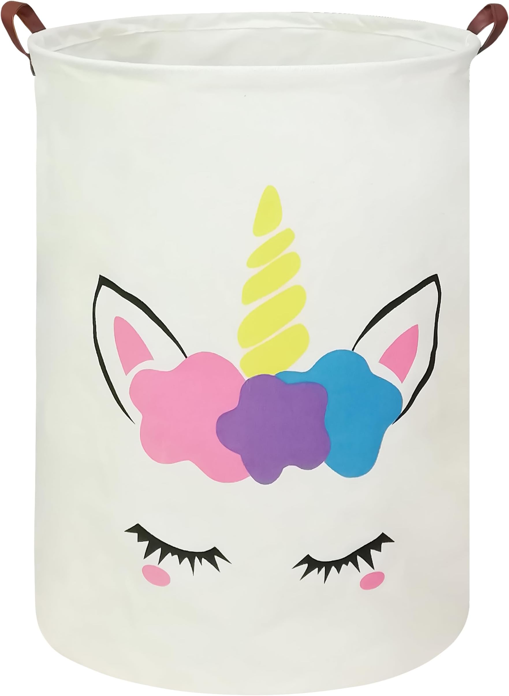 Foldable Waterproof Round Fabric Laundry Basket Home, Golden Unicorn