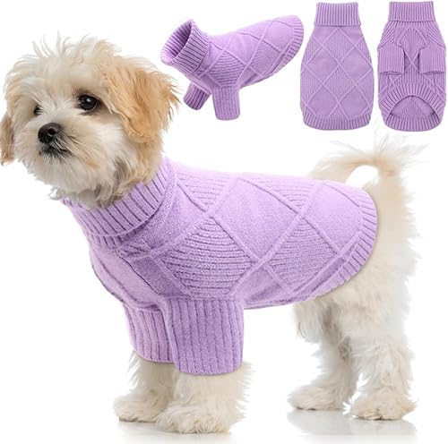 EMUST Suéter para perros, suéter de punto de Navidad para perro con cuello alto, suéter elástico para perro mediano para bulldog francés, perros