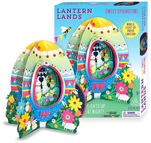 Bright Stripes DIY Lantern Lands Sweet Springtime 3D Paper Lantern Craft Kit - Magical Craft Kit for Kids Creates a 3D Paper Lantern with LED Tea Light - Fun Kids Activity can be Used as Night Light
