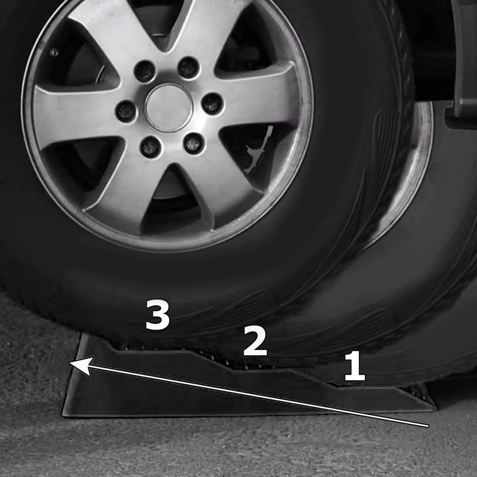 Lote de 2 rampa de elevación de plástico HDPE para automóviles con protección contra sobrevuelos, 61 x 21 x 12 cm, 2500 kg, 2,5 toneladas, Rampa de acceso para coche