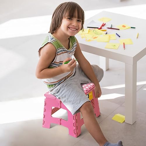 Miniatura 78 de Korpai Taburete plegable mejorado de 9 pulgadas para adultos y niños con capacidad para hasta 300 libras, taburetes plegables antideslizantes con