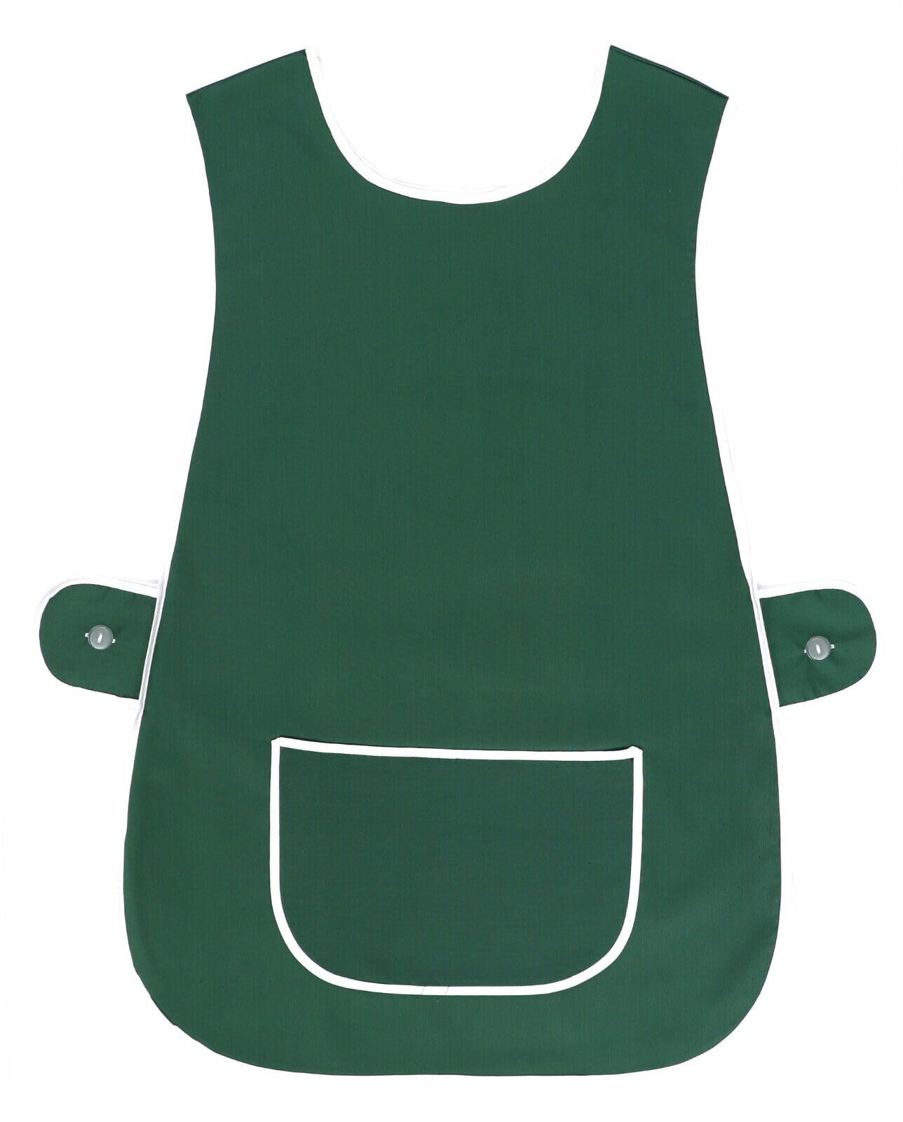 Tesmark Ladies Plain Colour Piping Design Tabard Apron Overalls Front Pocket Stylish Tabards for Women Casual Aprons for Women Home Kitchen Restaurants Coffee Shops UK Made (Medium - Image 4