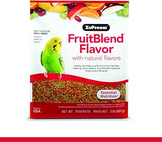 FruitBlend Bird Pellets, Daily Bird Food for Parakeet, Budgie, Parrotlet, Dove, Core Nutrition for Small Birds, Made in USA, Parakeet & Budgie Food (S, 2 lbs)