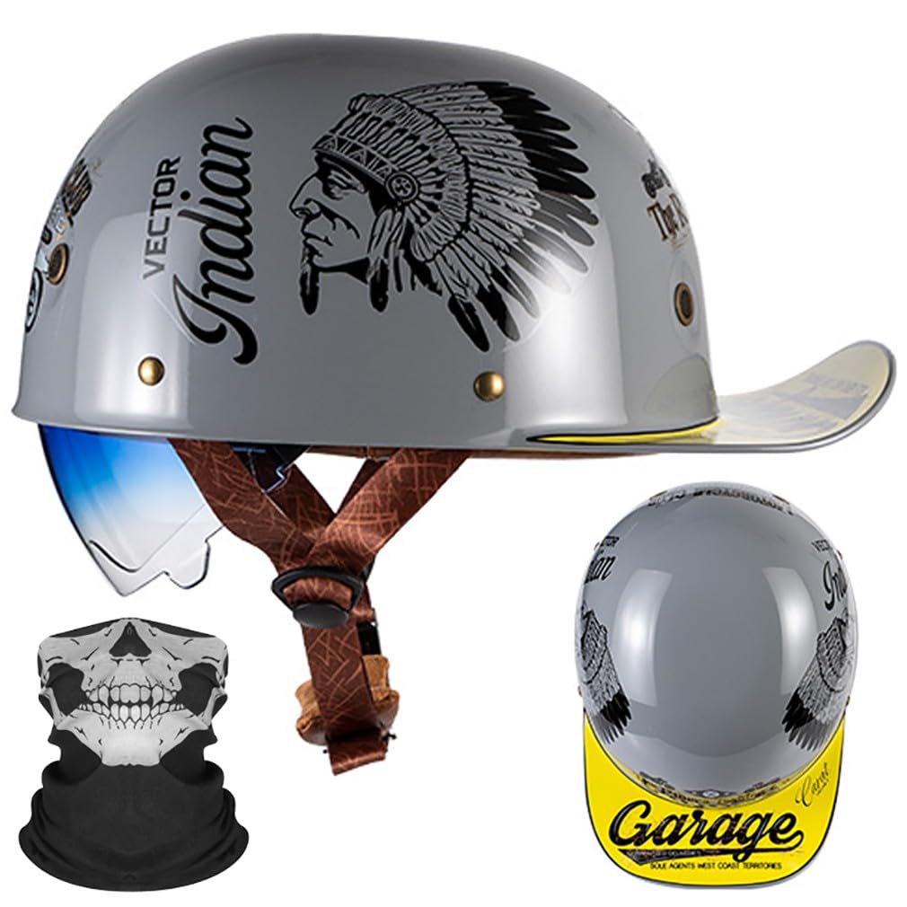 Casquette de Baseball demi-visage pour moto, chapeau de protection en cuir ABS A