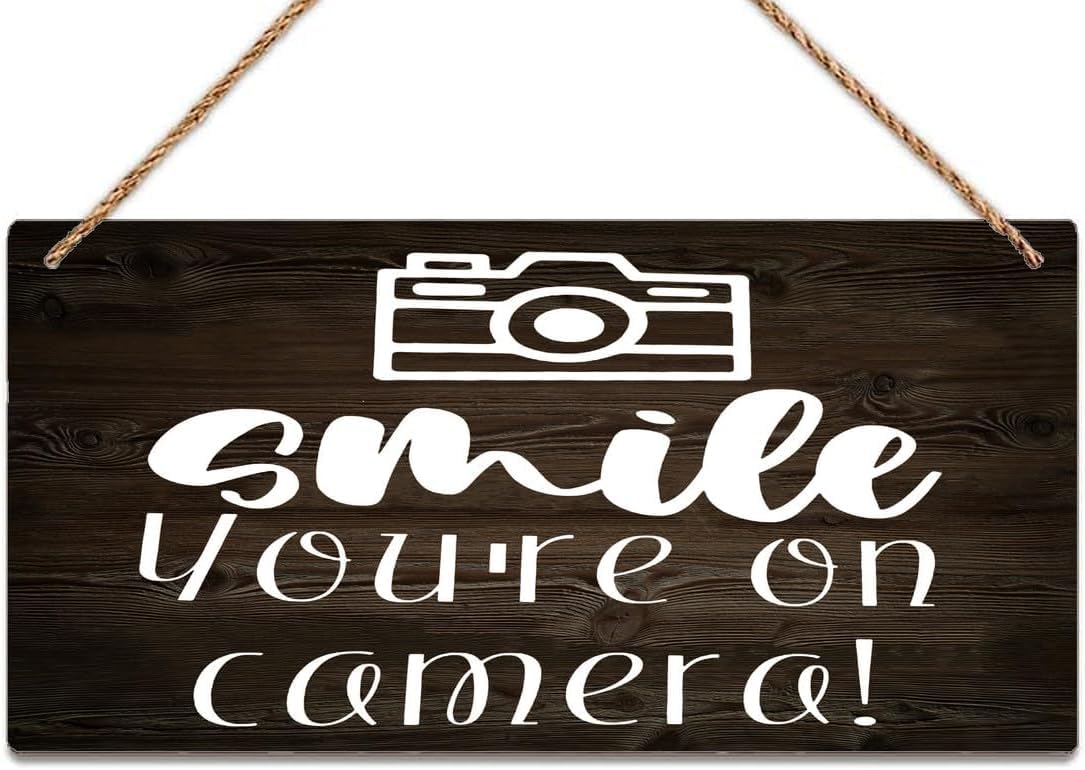 Rustic Wooden Door Wall Art Sign Smile Your On Camera Smile For The Camera Camera Sign For Wooden Sign Plaque Rustic Wall Art Decoration 6x12 Inch