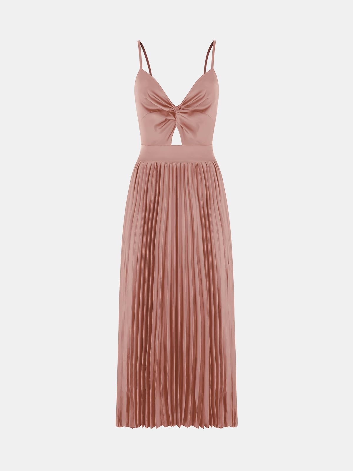 CUPSHE Robe midi pour femme 2025 avec bretelles spaghetti, sans manches, robe formelle plissée
