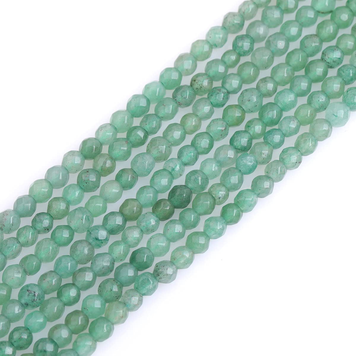 GEM-Inside 4mm Natural Stone Green Aventurine Faceted Spacer Small Beads for Jewelry Making 15"