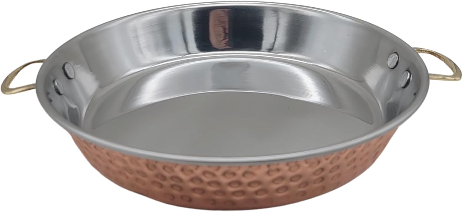 Kenouz Handmade Hammered Red Copper Omelette Pan with