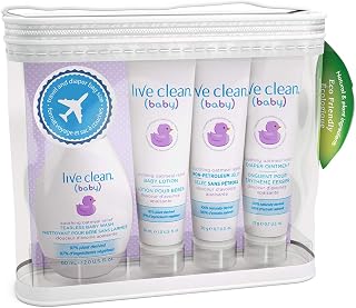 Live Clean Baby Diaper Bag Essentials Gift Set, Soothing Oatmeal Relief, Travel Size, 4 Piece