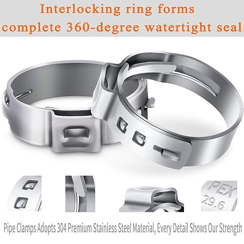 30X 20.8mm 5/8" PEX Crimp Ring Cinch Ear Pinch Clamp Tubing 304 Stainless Steel - View #12