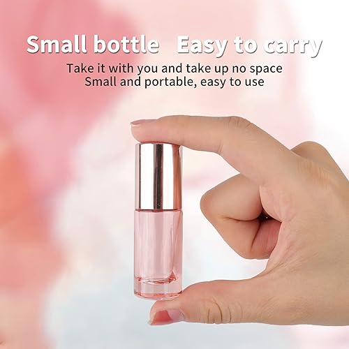 Miniatura 6 de Kesell Paquete de 14 botellas de rodillo de 0.17 fl oz (0.2 fl oz), color rosa transparente, vacíos, rellenables, de vidrio, con bolas de acero