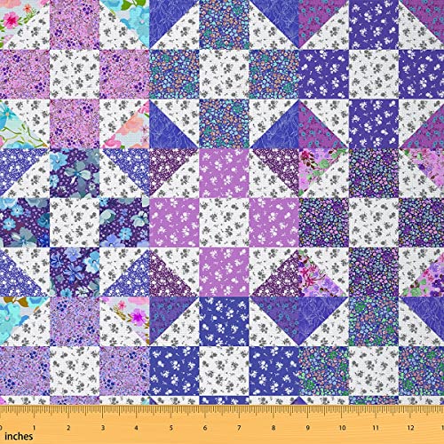 Purple Plaid Fabric by The Yard Chic Floral Upholstery Fabric Geometric Lattice Indoor Outdoor Fabric Buffalo Checked Decorative Fabric for Upholstery and Home Accents Craft Patchwork 1 Yard