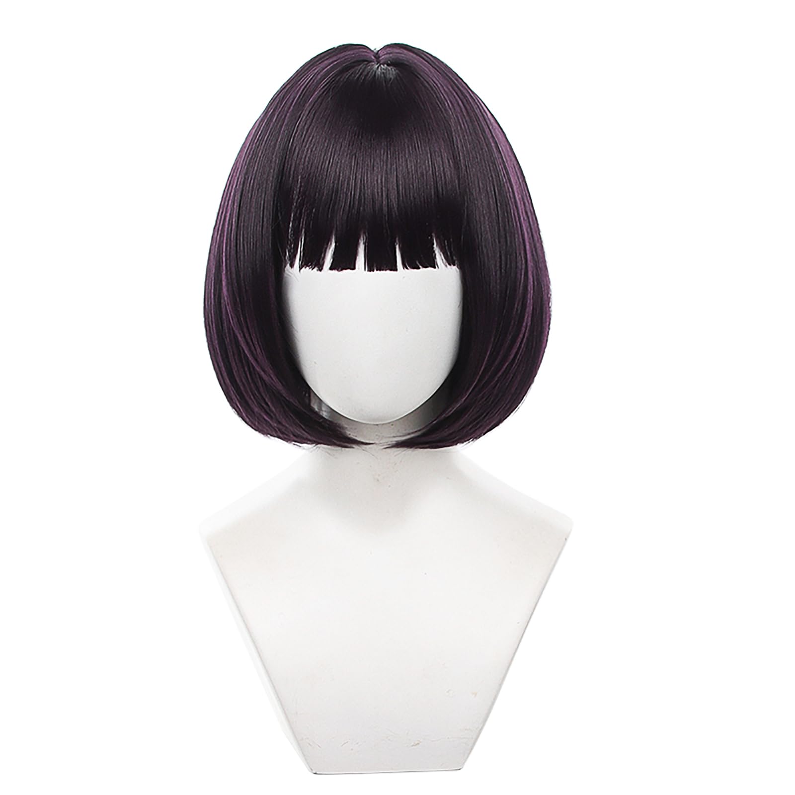 XiongXiongLeHalloween Anime Role Wig Cosplay Anime Womens Costume Purple Mixed Brown Short Hair Wigs for Adult Cos Party Halloween Christmas Daily Wear
