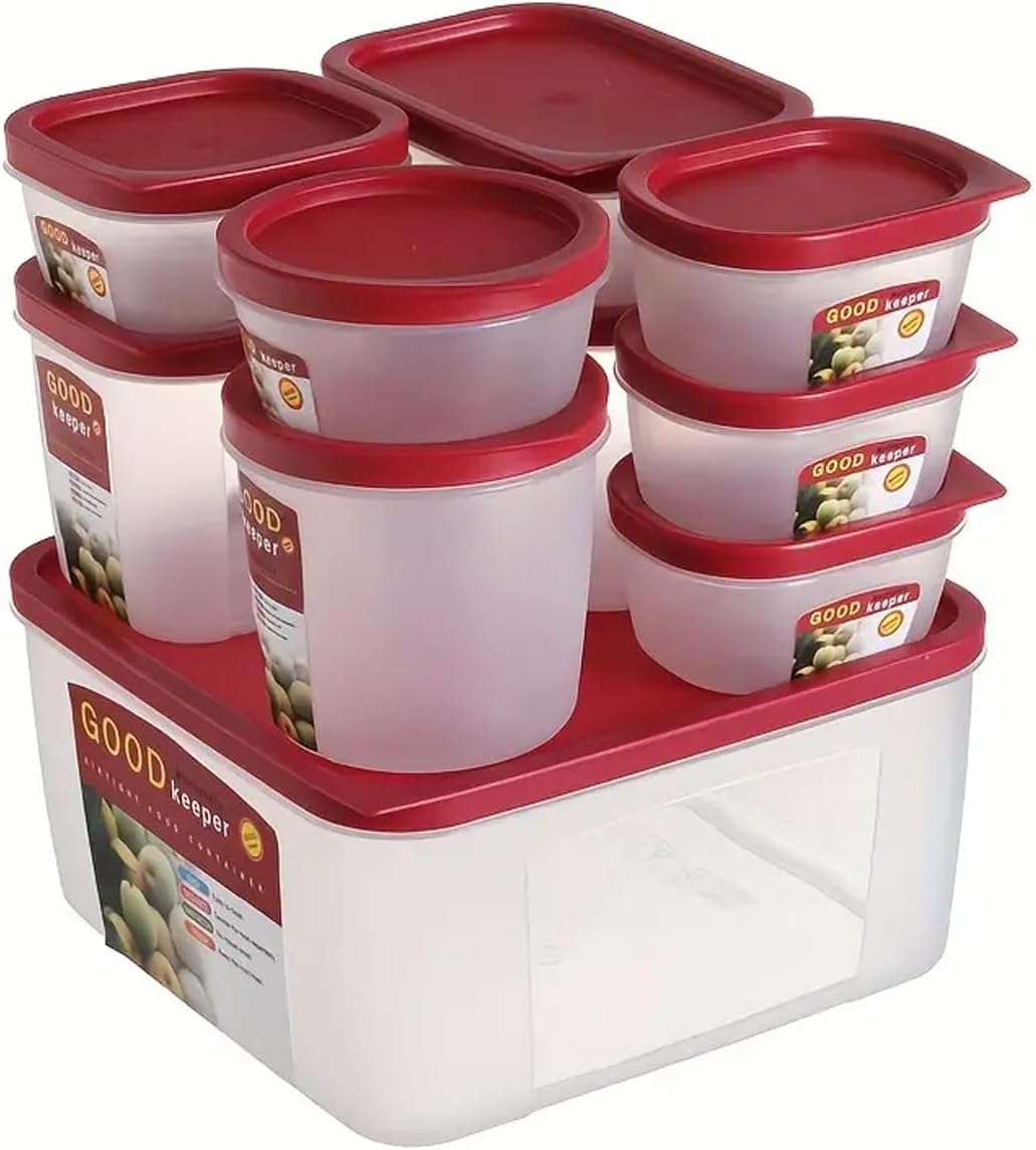 Premify 10 Pcs Food Storage Containers with Lids | Airtight Plastic containers for Kitchen | Stackable,BPA Free & Microwave Freezer Dishwasher Safe