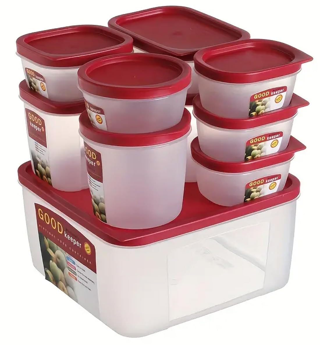 Premify 10 Pcs Food Storage Containers with Lids | Airtight Plastic containers for Kitchen | Stackable,BPA Free & Microwave Freezer Dishwasher Safe