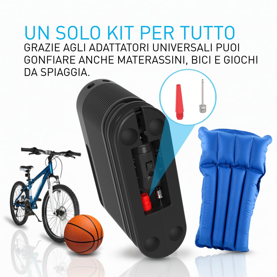 Fix&Go MICROAIR – Kit Riparazione Pneumatici Moto 12V con Compressore Portatile e Sigillante Ecologico – Per Moto, Scooter, Quad e ATV – Compatibile con TPMS