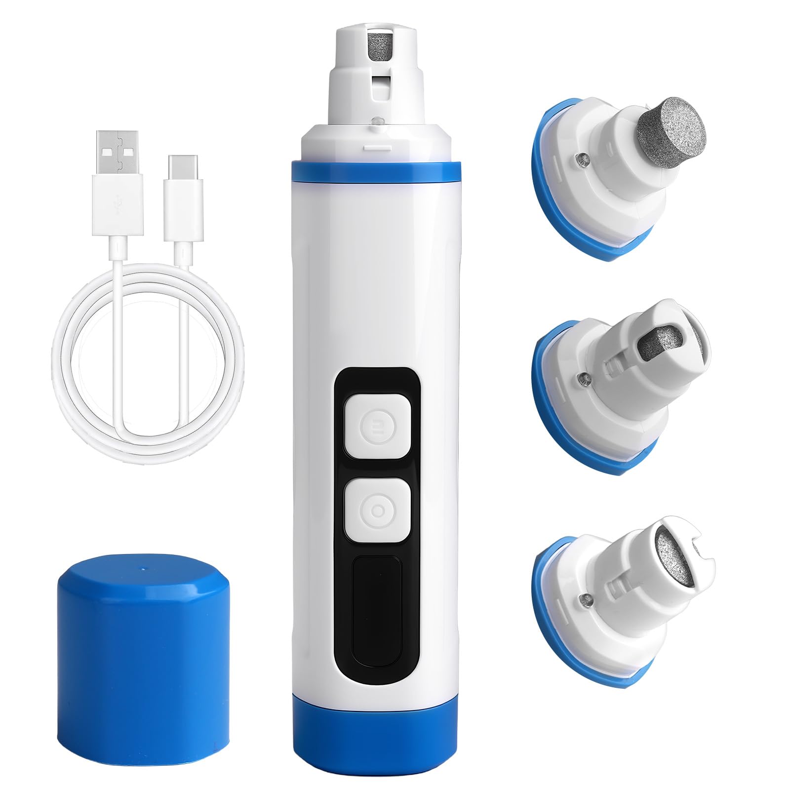 2026 Upgraded Dog Nail Grinder Quiet with LED Light & Low Noise - 3-Speed, 3-Port Professional Dog Nail Trimmer Dogs & Cats, Cordless & Rechargeable