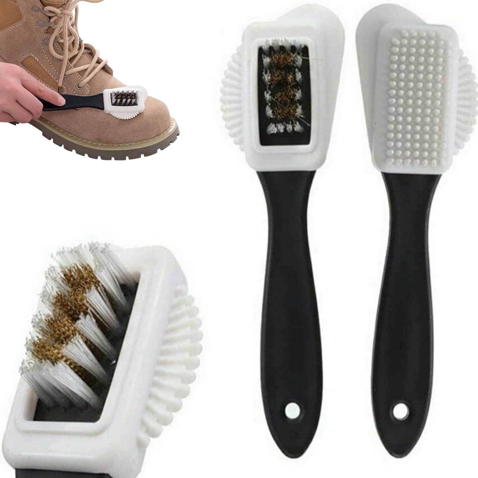 TZAONEN Suede & Nubuck 4-Way Leather Brush, 2 Pcs Cleaner for Boots, Shoes and Leather