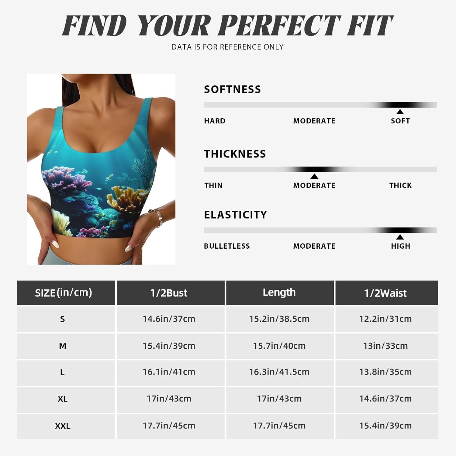 Underwater Scenery Print Women's Sports Bra Tank Tops,Longline Sports Bras for Yoga,Workout and Running